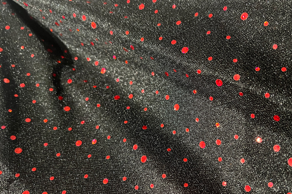 100% MESH with FOIL Red Metallic Foil DOt Mesh Fashion Apparel Custume Fabric
