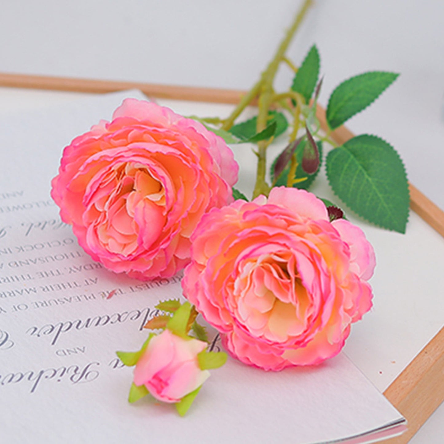 5pcs Artificial Peony Flowers Long Stem Fake Silk Peony for DIY Bridal Wedding Bouquets Centerpieces Arrangements Table Party Baby Shower Home Decor