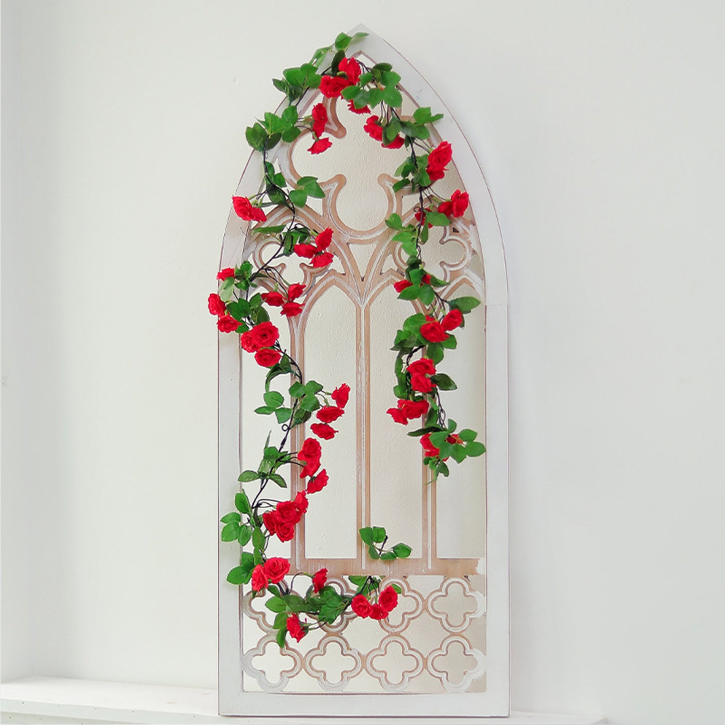 3Pcs(17 FT) Fake Rose Vine Garland Artificial Flower Plants Garland Fake Silk Rose Hanging Vine for Wedding Party Background Arch Garden Background Decor