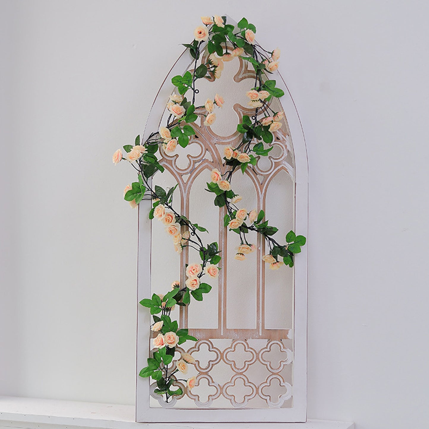 3Pcs(17 FT) Fake Rose Vine Garland Artificial Flower Plants Garland Fake Silk Rose Hanging Vine for Wedding Party Background Arch Garden Background Decor