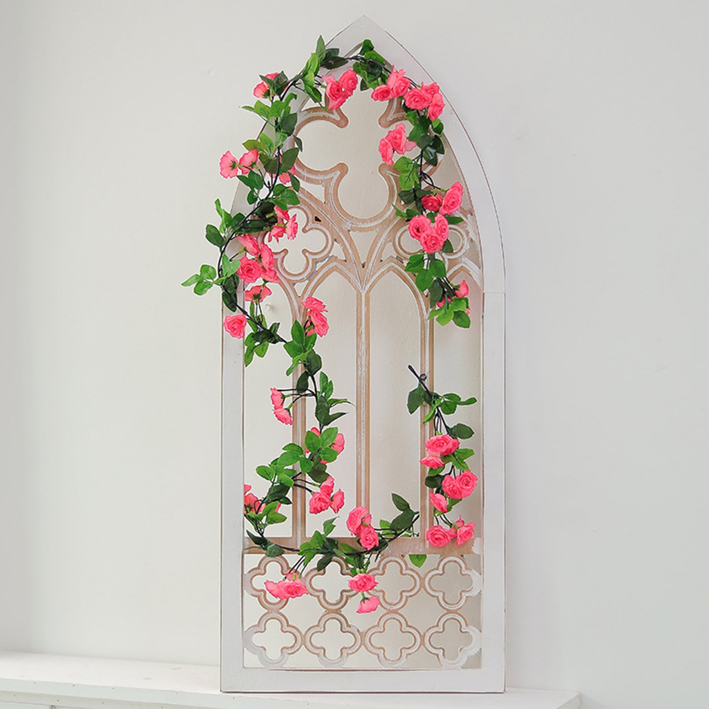 3Pcs(17 FT) Fake Rose Vine Garland Artificial Flower Plants Garland Fake Silk Rose Hanging Vine for Wedding Party Background Arch Garden Background Decor