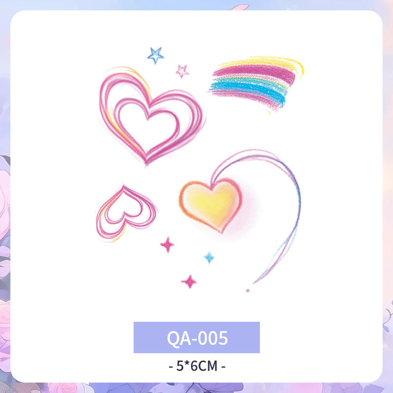 Rainbow Heart TATOO QA005