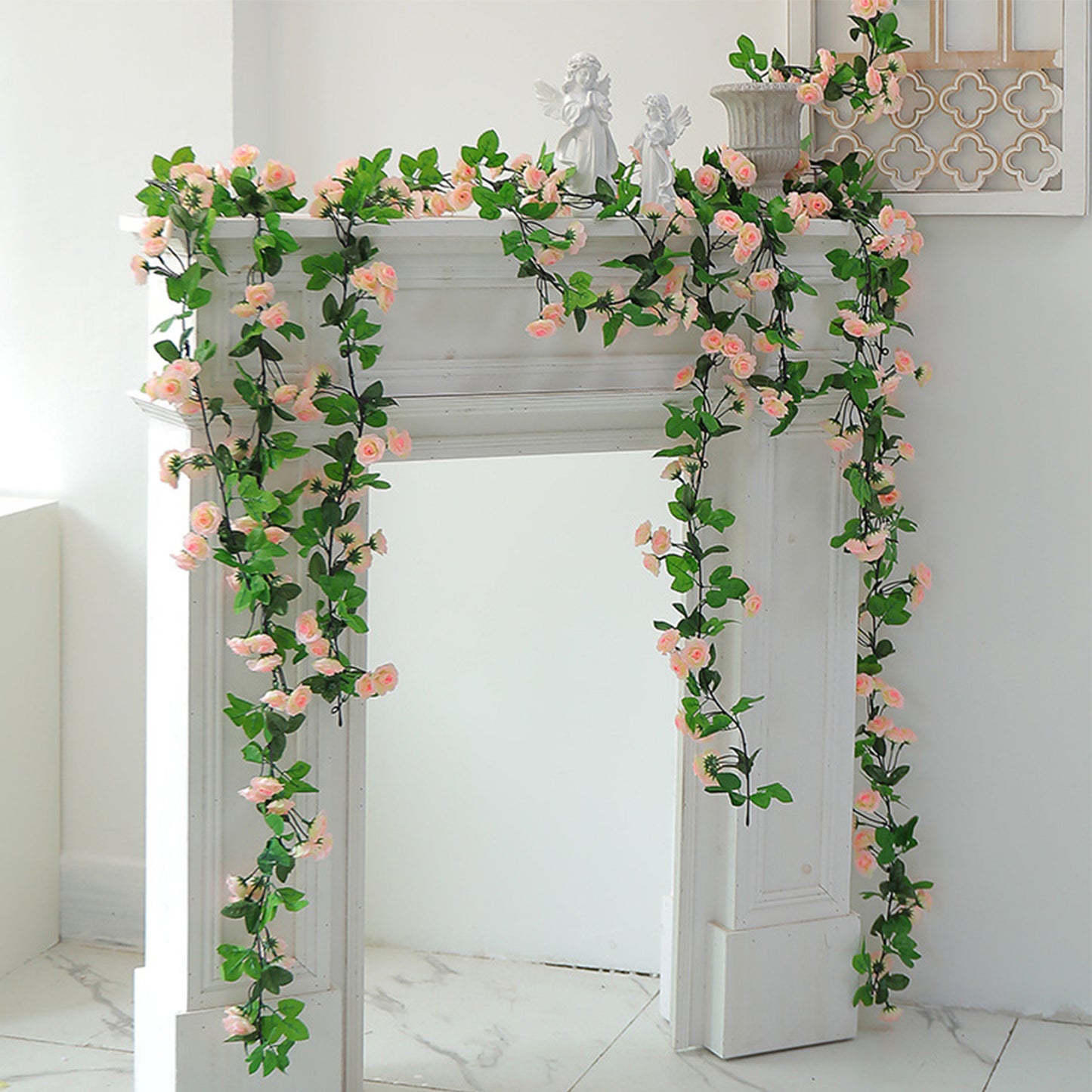 3Pcs(17 FT) Fake Rose Vine Garland Artificial Flower Plants Garland Fake Silk Rose Hanging Vine for Wedding Party Background Arch Garden Background Decor
