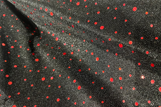 100% MESH with FOIL Red Metallic Foil DOt Mesh Fashion Apparel Custume Fabric