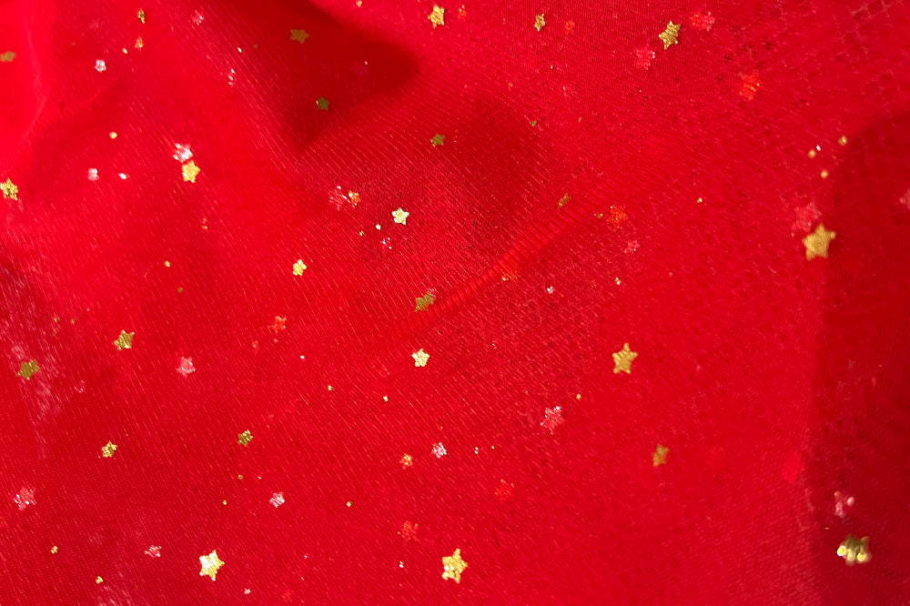 100% POLY Mesh with Red FOIL