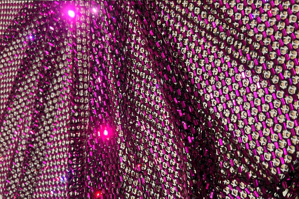 Red color diamond mesh tulle mesh fabric