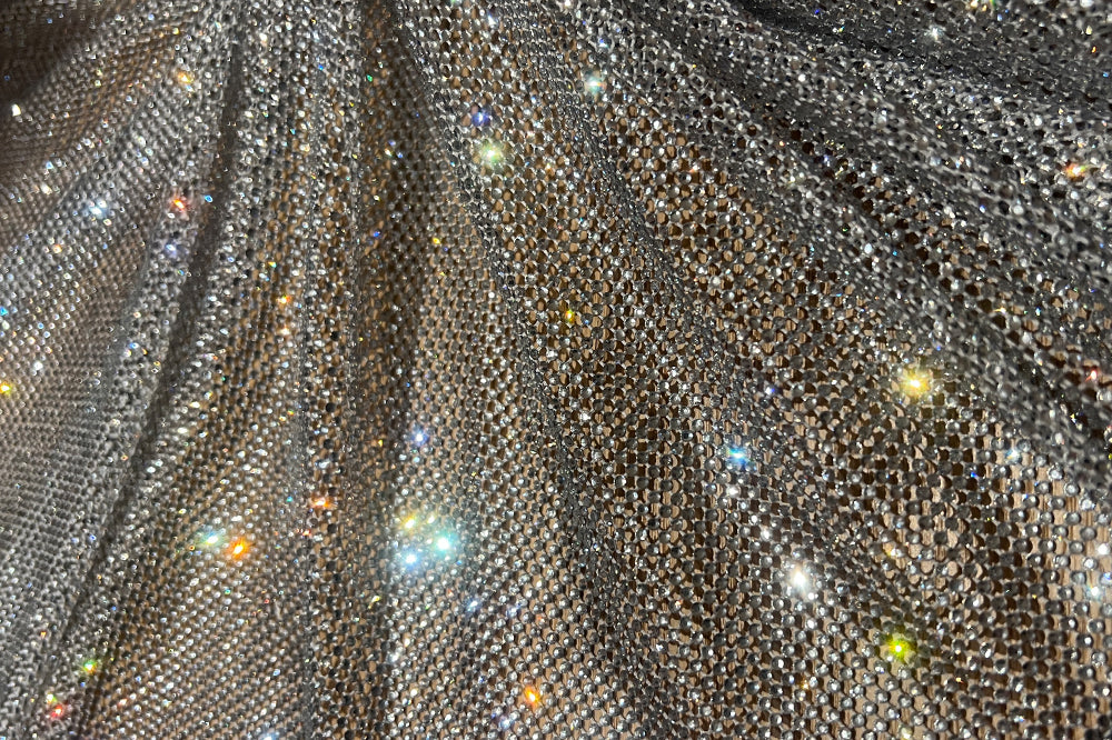 Rhinestone diamond beads mesh lace fashion fabric Width:130CM